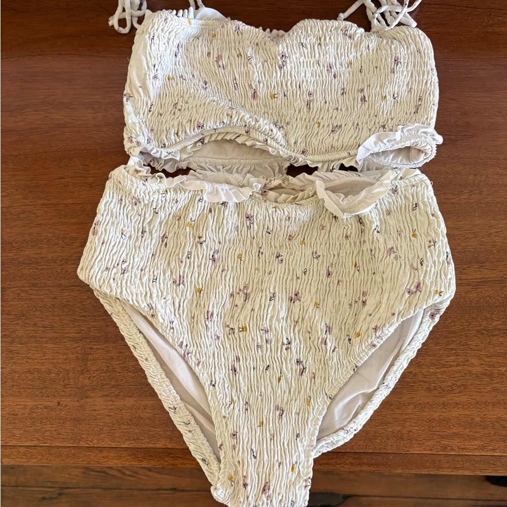 Fin&Vince Cream Smocked Swimsuit